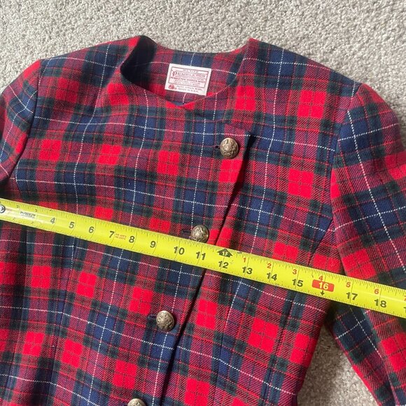 Pendleton Wool Red & Blue Tartan Cropped Jacket - Picture 7 of 10